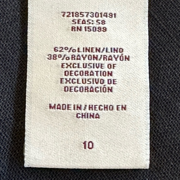 Covington | Vintage Black Linen Blend Embroidered Knee Length Shirt - Picture 5 of 8